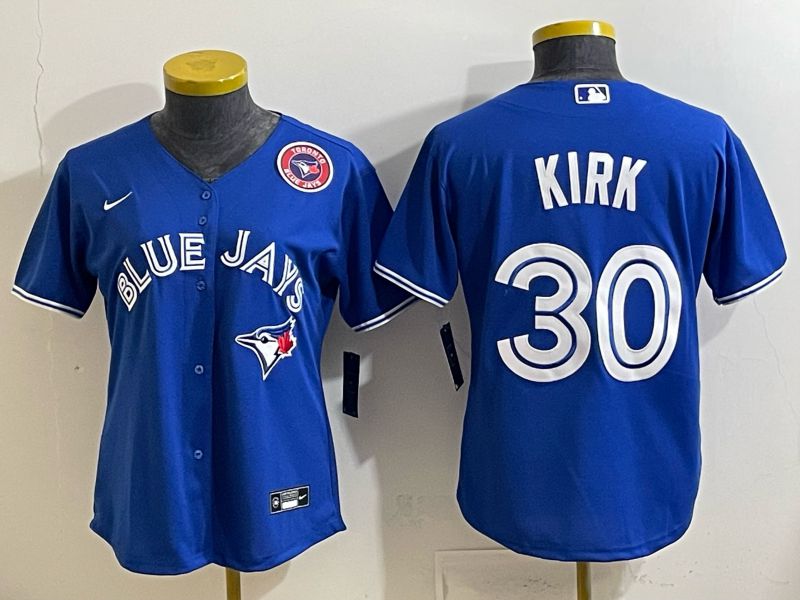 Women 2025 Nike Toronto Blue Jays #30 Kirk Blue Game MLB Jersey 05->women mlb jersey->Women Jersey